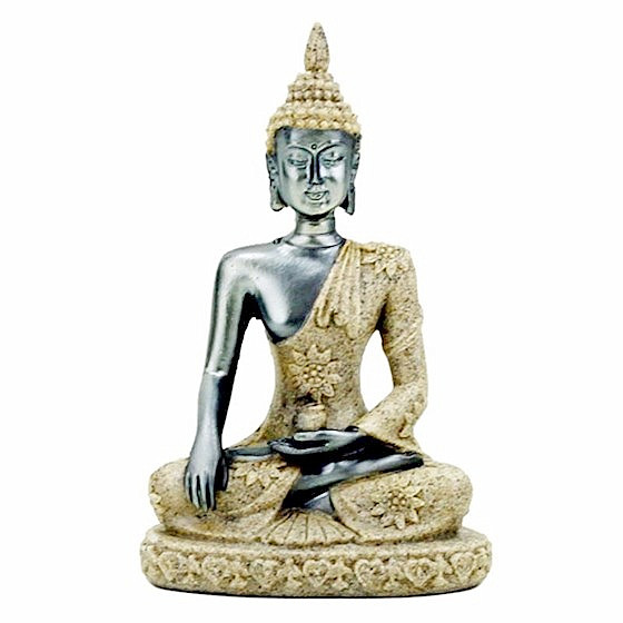 Buddha dotýkající se země v květinovém hávu thajská soška - výška cca 10 cm