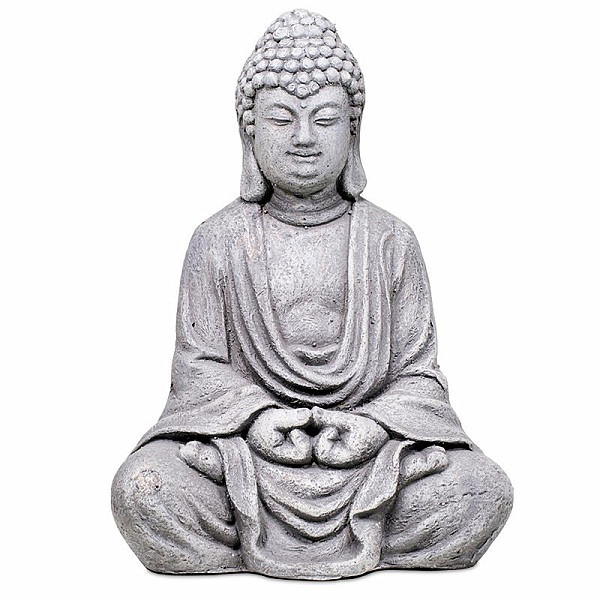 Buddha meditující 33 cm velká soška šedé barvy - cca 33 cm