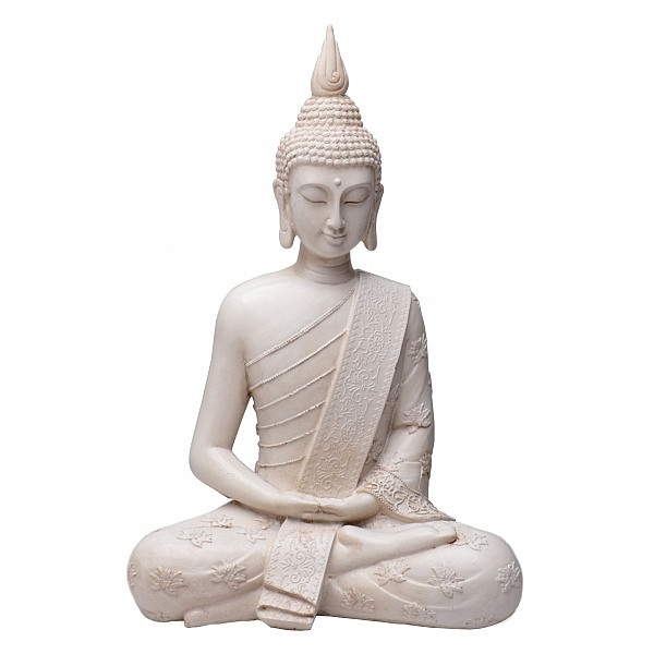 Buddha meditující thajská soška bílá 40 cm - cca 40 cm