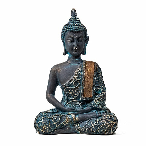 Buddha meditující thajská soška starožitný vzhled - výška cca 14 cm