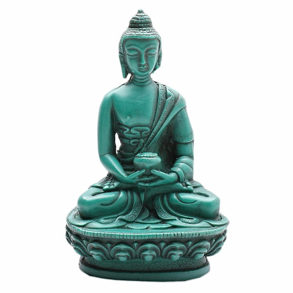 Buddha s vázou Amrity zelená soška - cca 11 cm