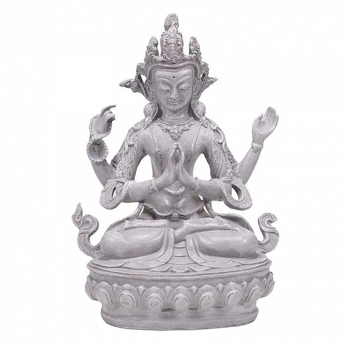 Buddha soucitný Chenrezig soška šedá - cca 24 cm