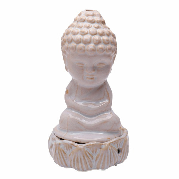 Kadidelnice keramická Buddha béžovobílý - cca 7 x 13 cm