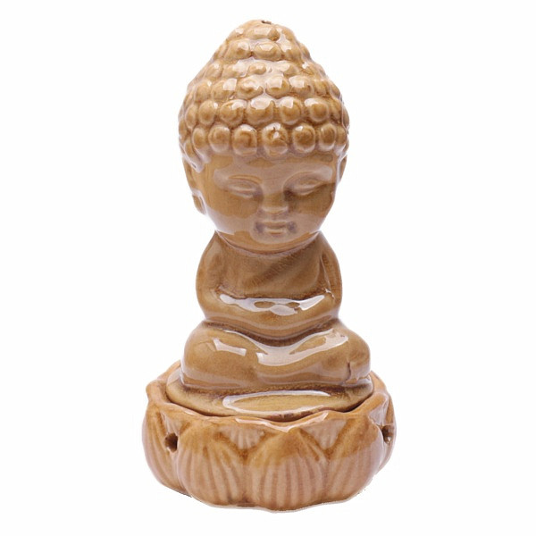 Kadidelnice keramická Buddha žlutý - cca 7 x 13 cm