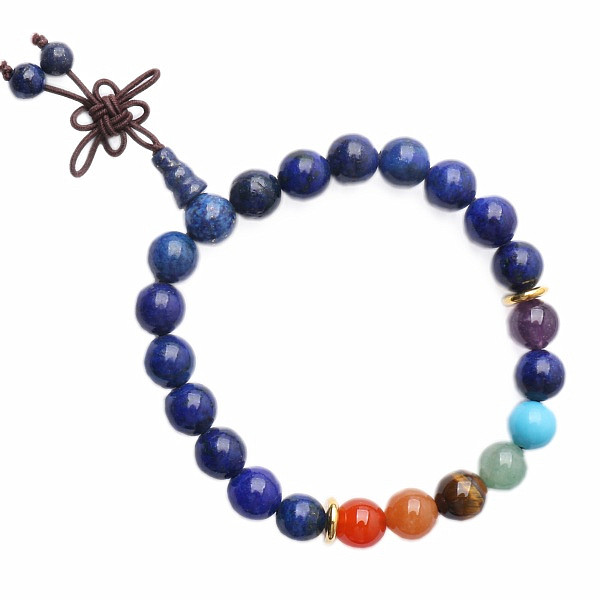 Lapis lazuli Buddha mala náramek čakrový - obvod cca 16 až 21 cm