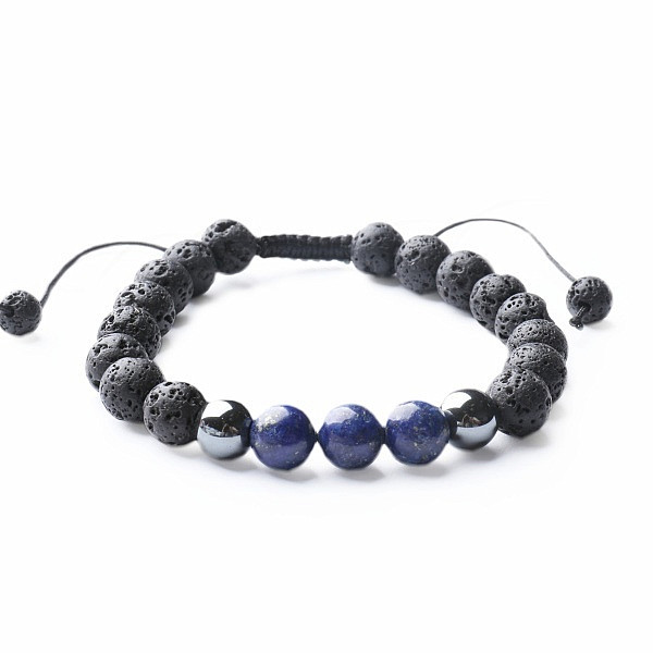 Lapis lazuli a lávový kámen náramek se Shamballa zapínáním - obvod cca 16 až 25 cm