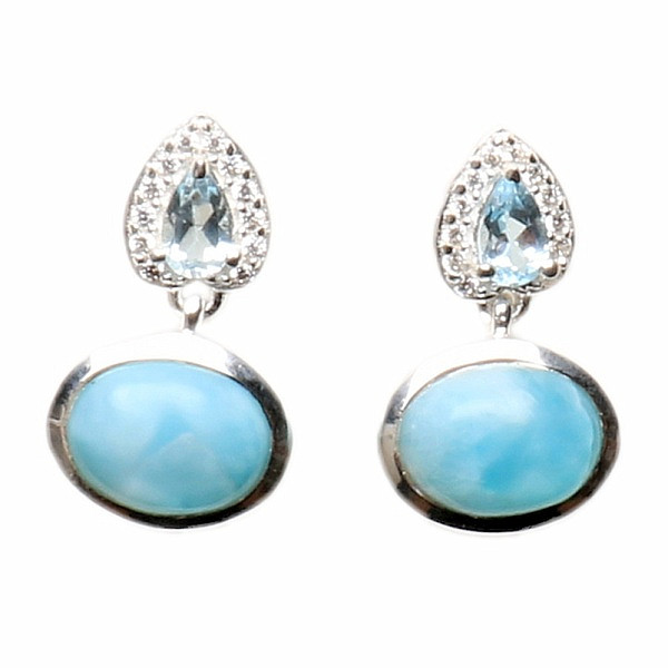 Larimar náušnice stříbro Ag 925 LD 11 - 1