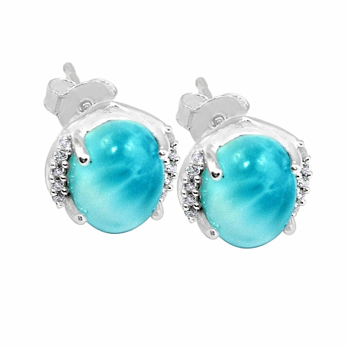 Larimar náušnice stříbro LD 05 Ag 925 - 2