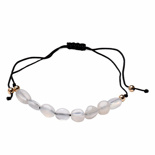 Měsíční kámen bílý náramek se Shamballa zapínáním - obvod cca 26 cm