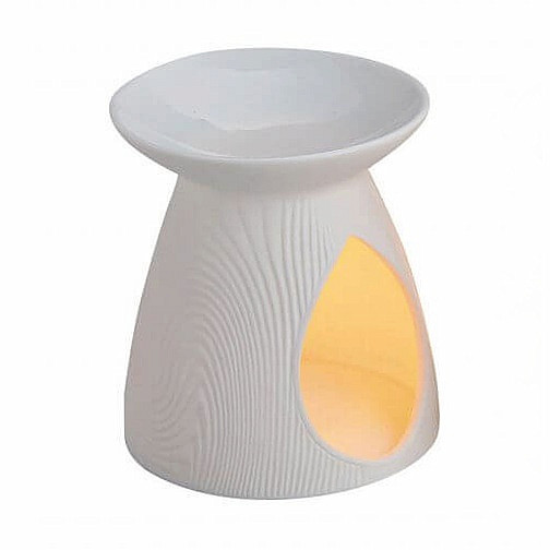 Moderní porcelánová aroma lampa bílá dekorovaná - výška cca 12 cm