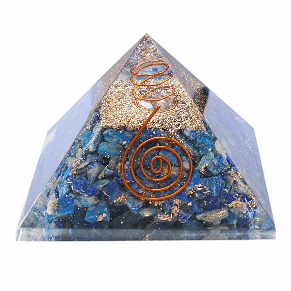 Orgonit pyramida s lapisem lazuli velká s krystalem křišťálu - cca 7x7 cm