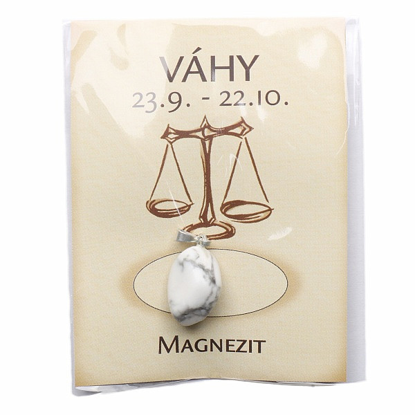 Přívěsek pro znamení Váhy - magnezit - kámen cca 2 cm