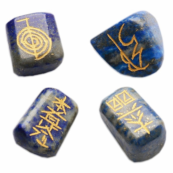 Reiki sada kamenů lapis lazuli se symboly Reiki - 4 x cca 3