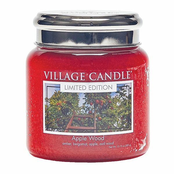 Village candle Apple wood - jabloňové dřevo vonná svíčka ve skle 390 g - cca 390 g