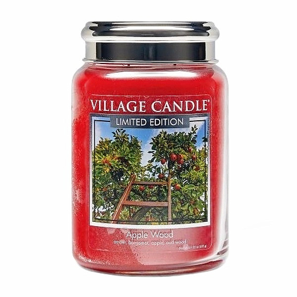 Village candle Apple wood - jabloňové dřevo vonná svíčka ve skle 602 g - cca 602 g