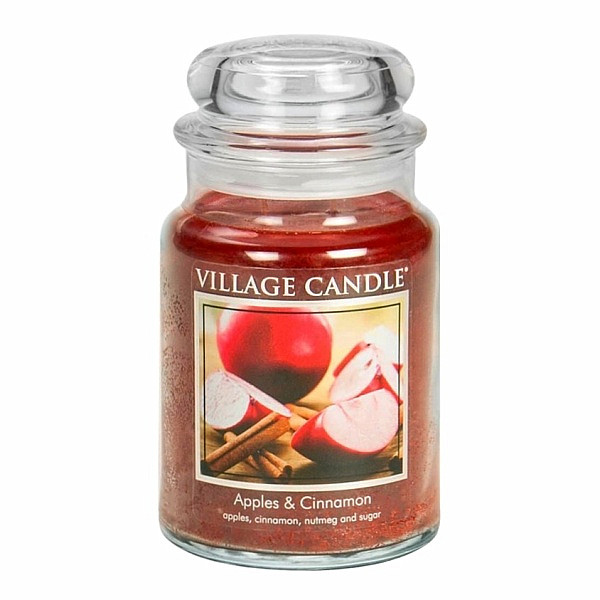 Village candle Apples and cinnamon - Jablko a skořice vonná svíčka ve skle 602 g - cca 602 g