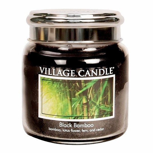 Village candle Black bamboo - Bambus vonná svíčka ve skle 390 g - cca 390 g