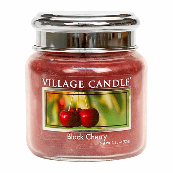 Village candle Black cherry - Černá třešeň vonná svíčka ve skle 92 g - cca 92 g