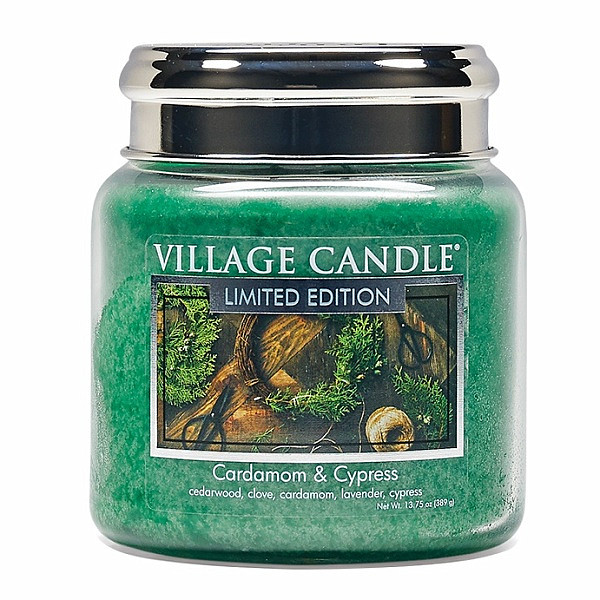 Village candle Cardamom and Cypress - kardamom a cypřiš vonná svíčka ve skle 390 g - cca 390 g