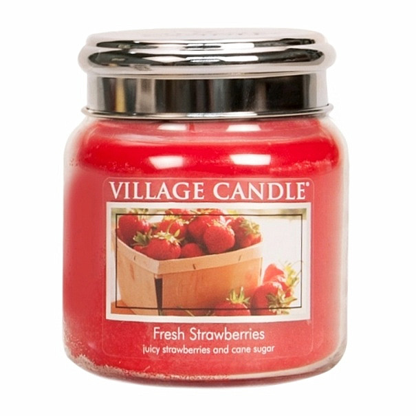 Village candle Čerstvé jahody - Fresh strawberry vonná svíčka ve skle 390 g - cca 390 g