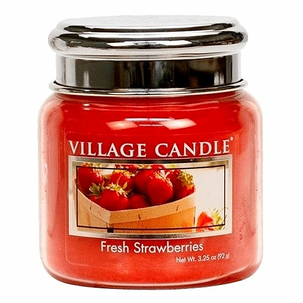 Village candle Čerstvé jahody - Fresh strawberry vonná svíčka ve skle 92 g - cca 92 g