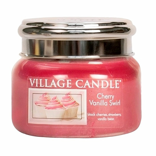 Village candle Cherry Vanilla Swirl - višeň a vanilka vonná svíčka ve skle 262 g - cca 262 g