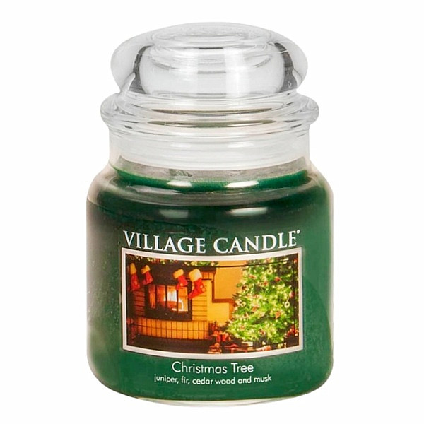 Village candle Christmas tree - vánoční stromeček vonná svíčka ve skle 390 g - cca 390 g