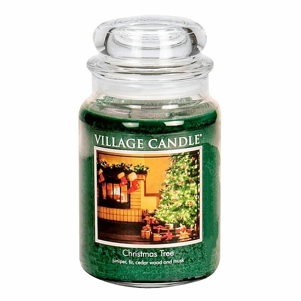 Village candle Christmas tree - vánoční stromeček vonná svíčka ve skle 602 g - cca 602 g