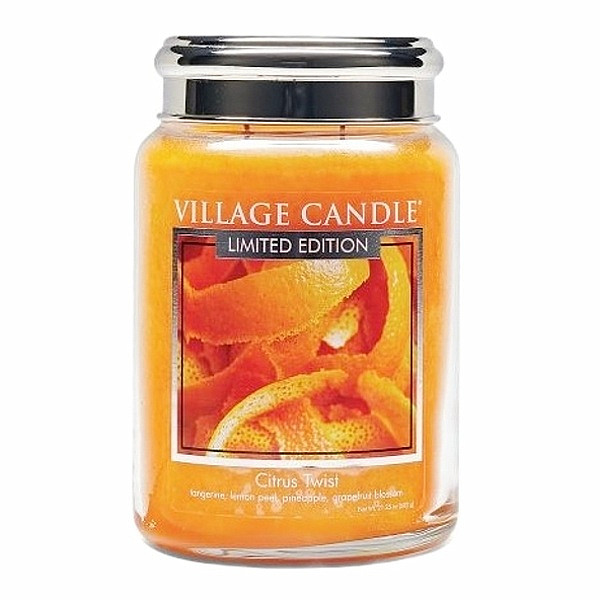 Village candle Citrus twist - citrusové osvěžení vonná svíčka ve skle 602 g - cca 602 g