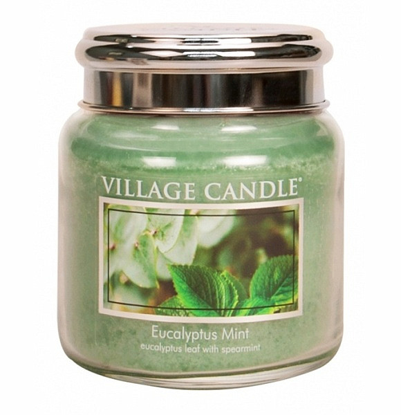 Village candle Eucalyptus Mint - eukalyptus a máta vonná svíčka ve skle 390 g - cca 390 g