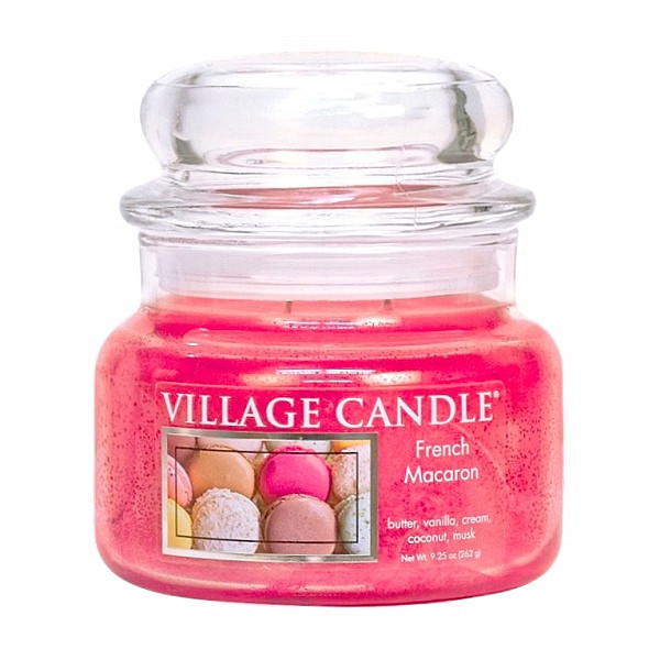 Village candle French macaroon - Francouzské makronky vonná svíčka ve skle 262 g - cca 262 g