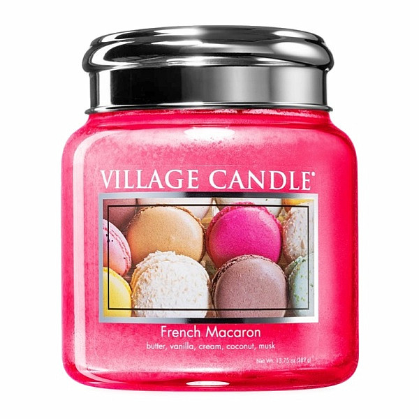 Village candle French macaroon - Francouzské makronky vonná svíčka ve skle 390 g - cca 390 g