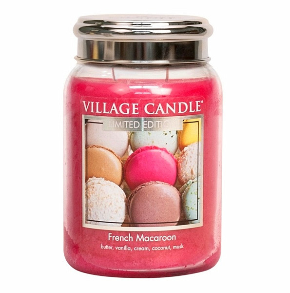 Village candle French macaroon - Francouzské makronky vonná svíčka ve skle 602 g - cca 602 g