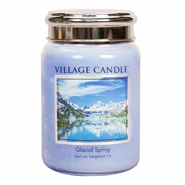 Village candle Glacial spring - ledovcový vánek vonná svíčka ve skle 602 g - cca 602 g