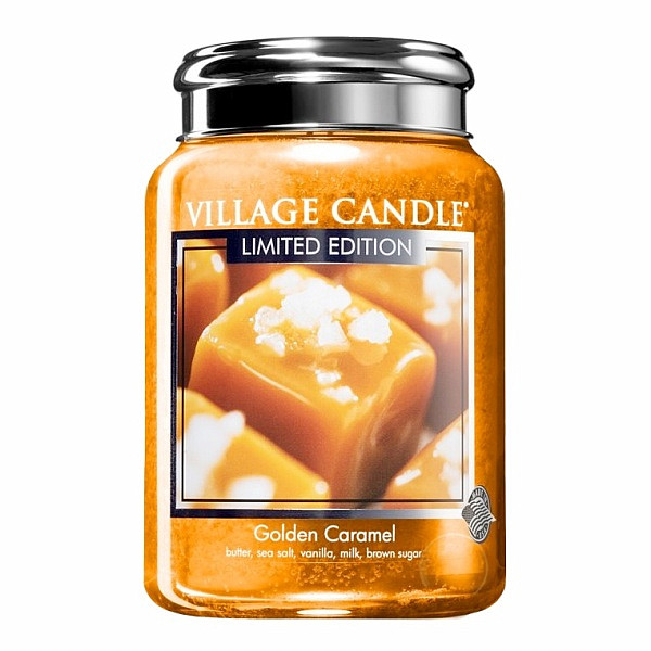 Village candle Golden caramel - zlatý karamel vonná svíčka ve skle 602 g - cca 602 g