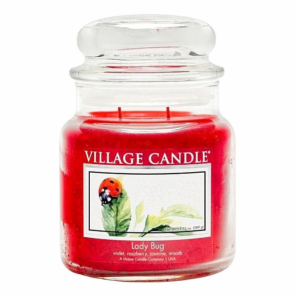 Village candle Lady Bug - beruška vonná svíčka ve skle 390 g - cca 390 g