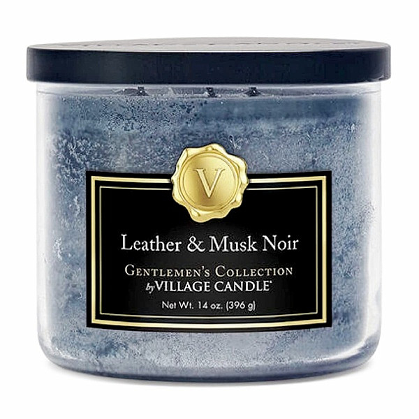 Village candle Leather and Musk noir - kůže a mošus noir vonná svíčka ve skle 396 g - cca 396 g