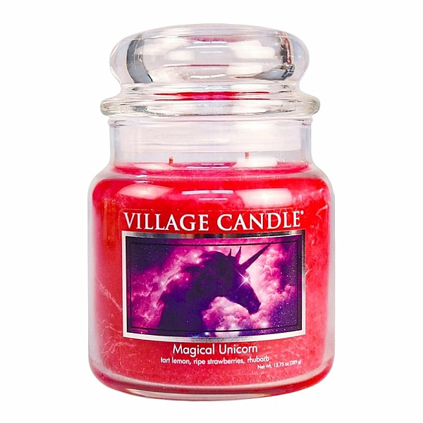 Village candle Magical unicorn - magický jednorožec vonná svíčka ve skle 390 g - cca 390 g