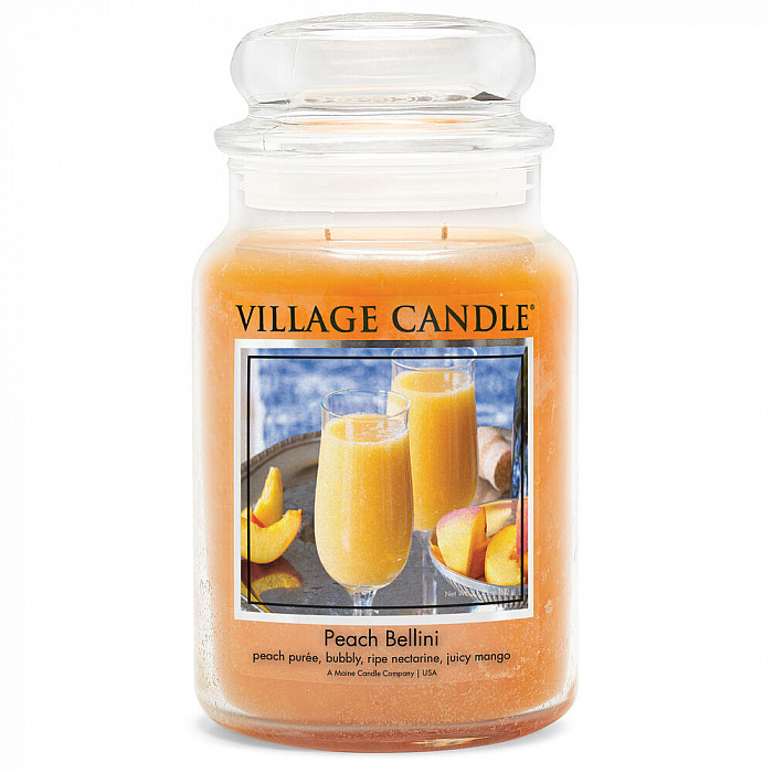 Village candle Peach Bellini - broskvové bellini vonná svíčka ve skle 602 g - cca 602 g