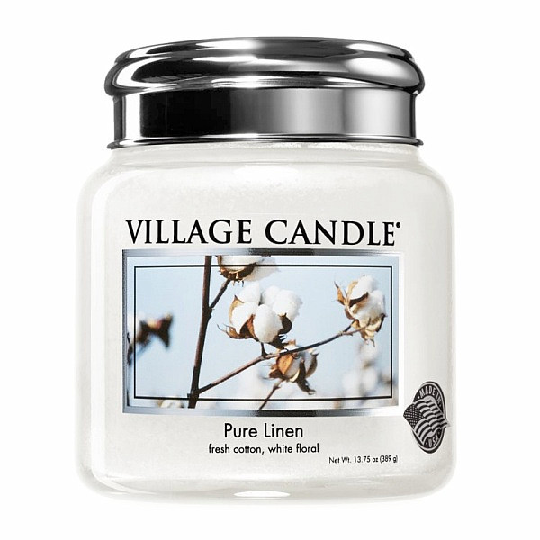 Village candle Pure Linen - čisté prádlo vonná svíčka ve skle 390 g - cca 390 g