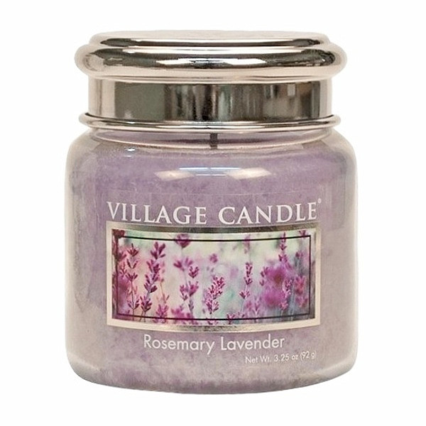 Village candle Rosemary Lavender - rozmarýn a levandule vonná svíčka ve skle 92 g - cca 92 g