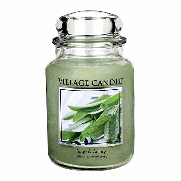 Village candle Sage Celery - svěží šalvěj vonná svíčka ve skle 602 g - cca 602 g