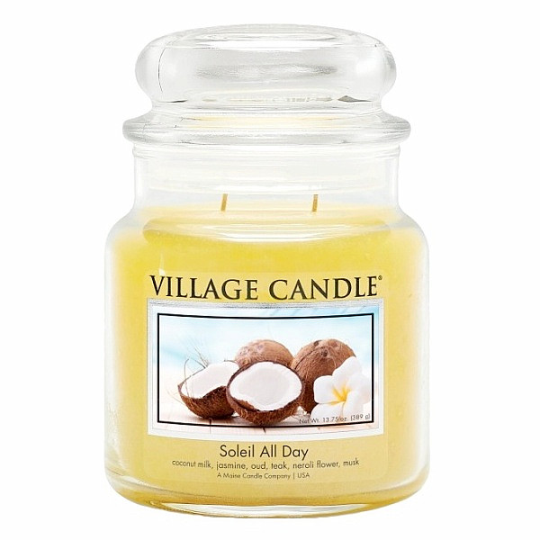 Village candle Soleil all day - den na pláži vonná svíčka ve skle 390 g - cca 390 g