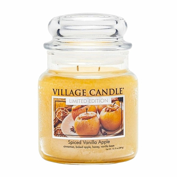 Village candle Spiced vanilla apple - pečené vanilkové jablko vonná svíčka ve skle 390 g - cca 390 g