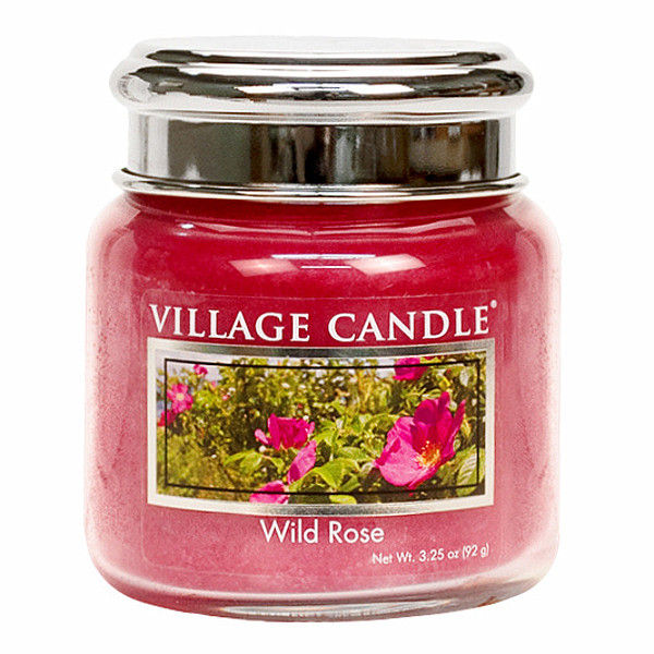 Village candle Wild Rose - Divoká růže vonná svíčka ve skle 390 g - cca 390 g