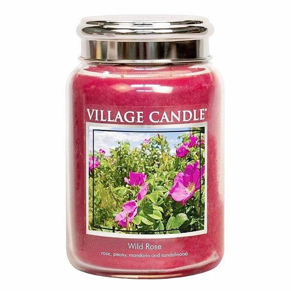 Village candle Wild Rose - Divoká růže vonná svíčka ve skle 602 g - cca 602 g