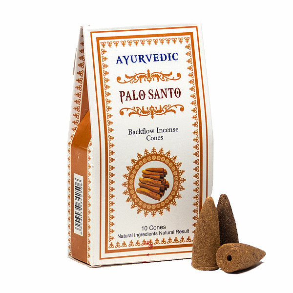 Vonné kužely pro tekoucí dým Ajurvéda Palo Santo Backflow Incense Cones - 10 ks