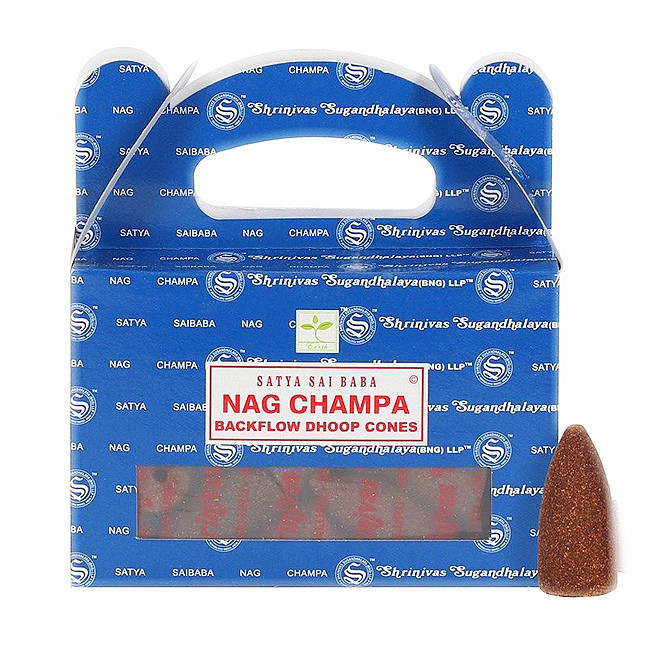 Vonné kužely pro tekoucí dým Satya Nag Champa Backflow Cones - 24 ks