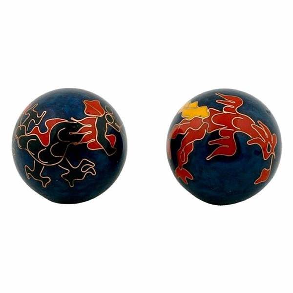 Zdravotní čínské meditační kuličky proti stresu Dragon & Phoenix dark blue - cca 3