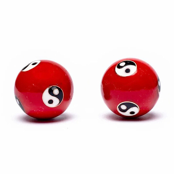 Zdravotní čínské meditační kuličky proti stresu Yin Yang red 4 cm - cca 4 cm